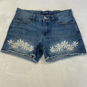Old Navy Denim Shorts W/ Embroidered Daisies